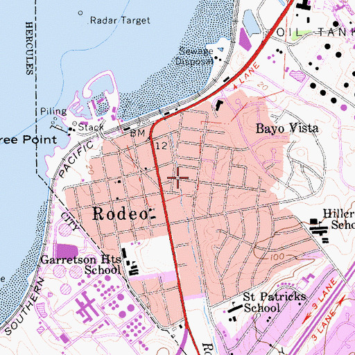 Topographic Map of Trinity Faith Baptist Church of Rodeo, CA