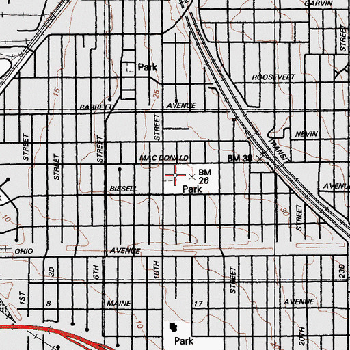 Topographic Map of Veterans Memorial Building, CA