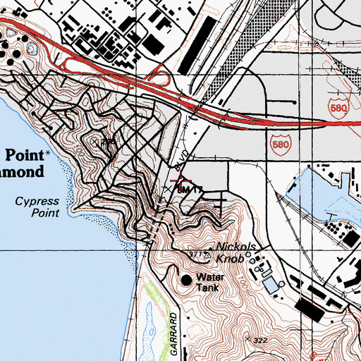 Topographic Map of Washington Park, CA