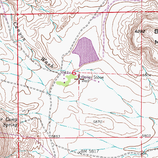Topographic Map of Roller Stone Well, CO