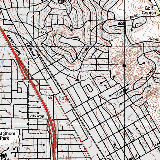 Topographic Map of Western Baptist Bible College (historical), CA