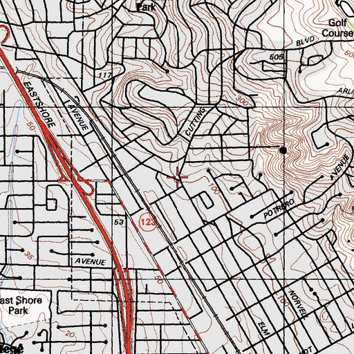 Topographic Map of Windrush School, CA