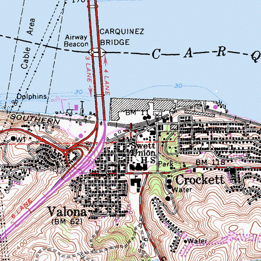Topographic Map of Crockett Historical Museum, CA
