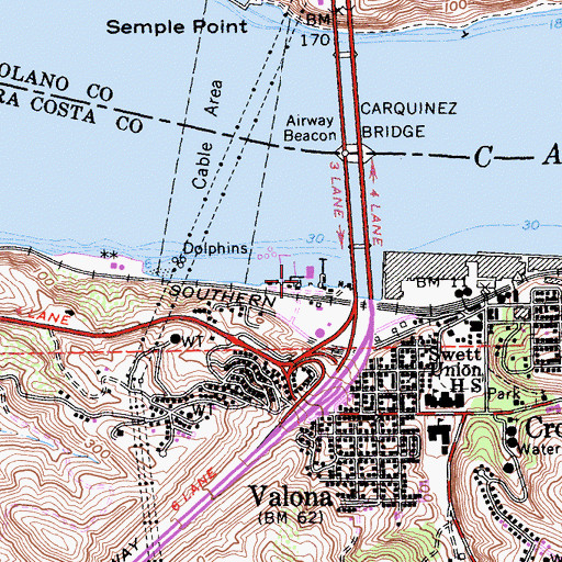 Topographic Map of Crockett Marina, CA