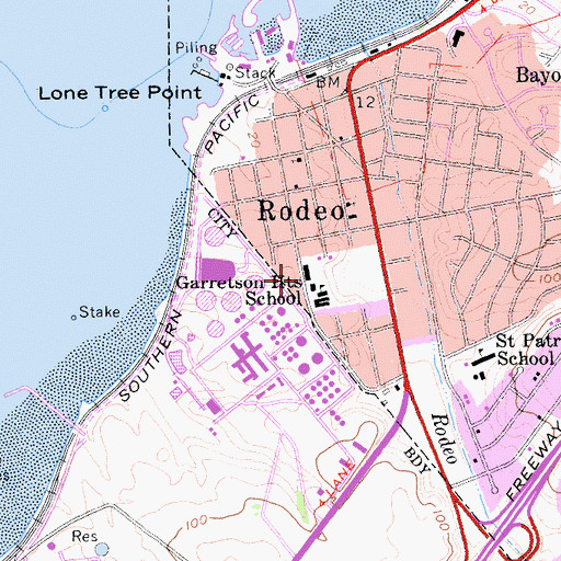 Topographic Map of Rodeo Grammar School (historical), CA