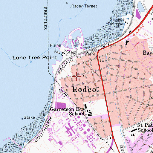 Topographic Map of Rodeo Presbyterian Church, CA