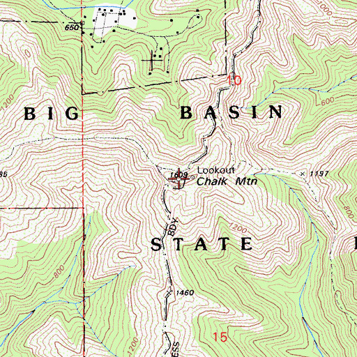 Topographic Map of Chalks Lookout, CA