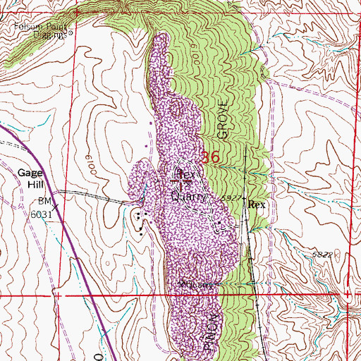 Topographic Map of Rex Quarry, CO
