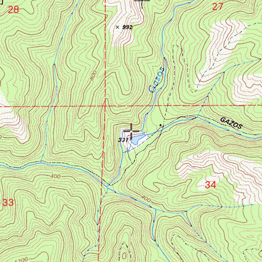Topographic Map of Middle Fork Gazos Creek, CA