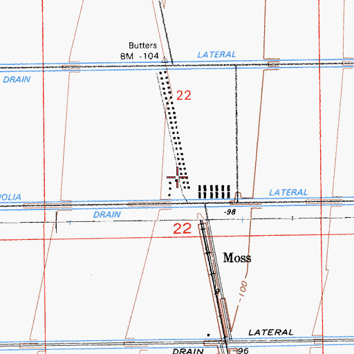 Topographic Map of Butlers (historical), CA