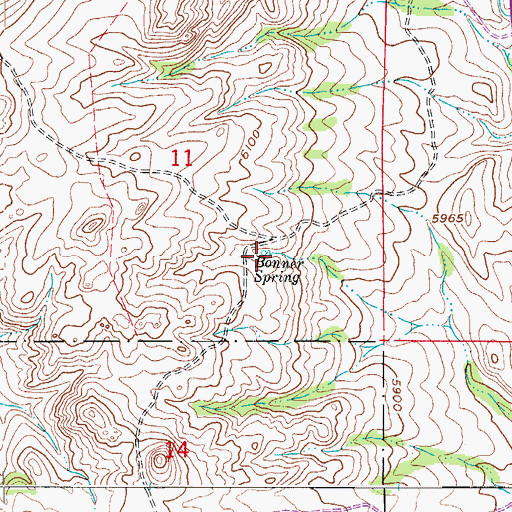 Topographic Map of Bonner Spring, CO