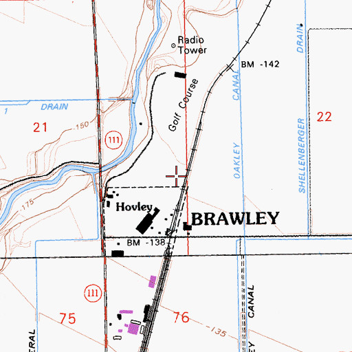 Topographic Map of Hovley Siding, CA