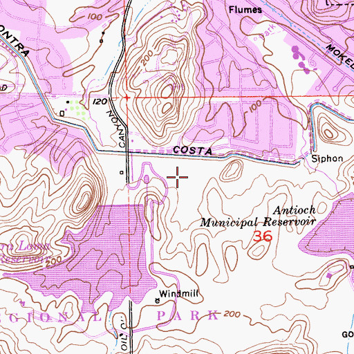 Topographic Map of Antioch Community Park, CA