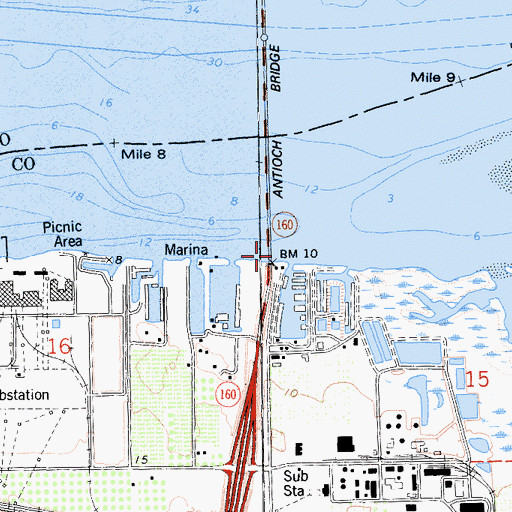 Topographic Map of Antioch Pier, CA