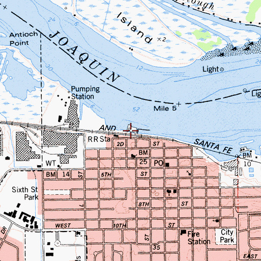 Topographic Map of Antioch Public Fishing Pier, CA