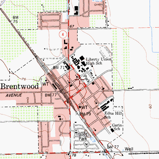 Topographic Map of Brentwood Park, CA