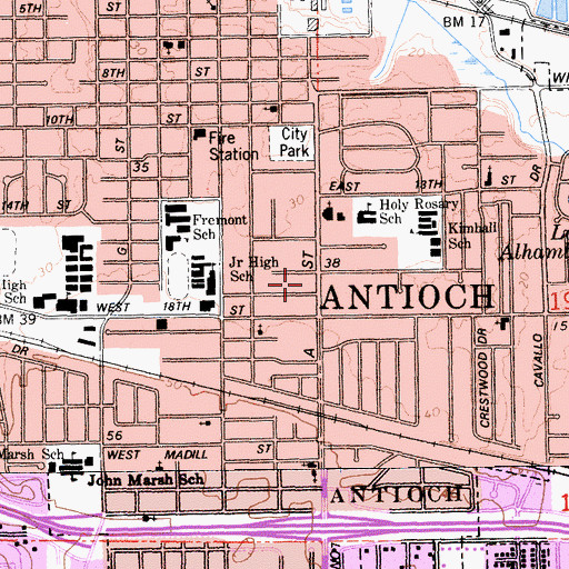 Topographic Map of Church of Christ, CA