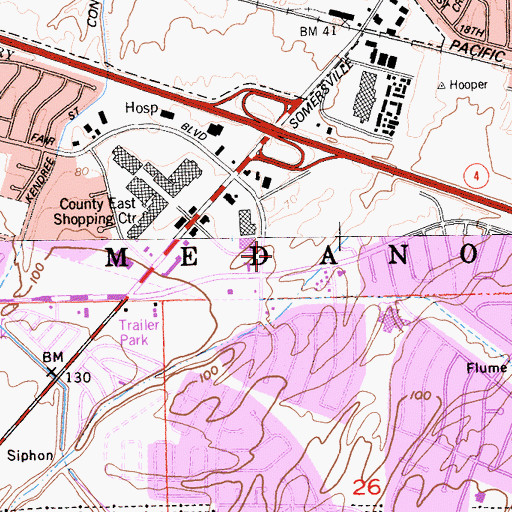 Topographic Map of Delta Fair Shopping Center, CA