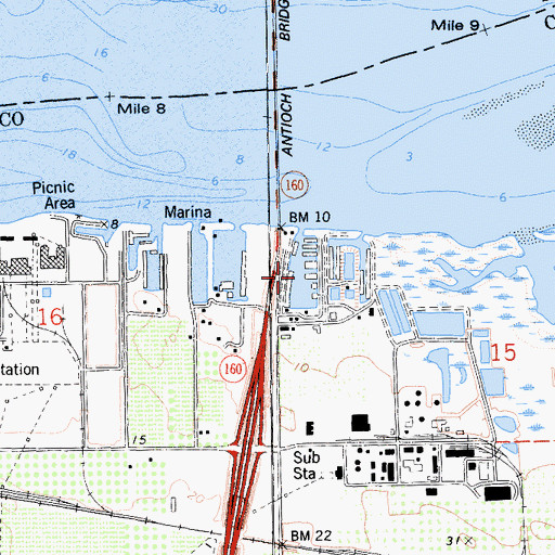 Topographic Map of Driftwood Marina, CA