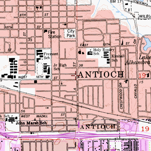Topographic Map of Eastwood Plaza Shopping Center, CA