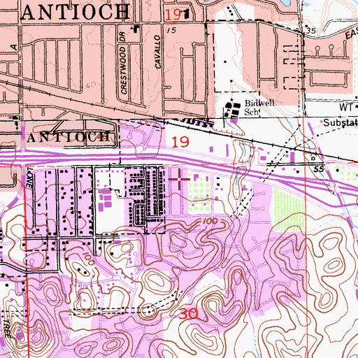 Topographic Map of First Congregational Church of Antioch, CA