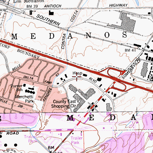 Topographic Map of Kaiser Medical Center, CA