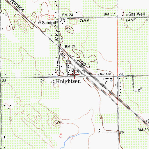 Topographic Map of Knightsen Post Office, CA