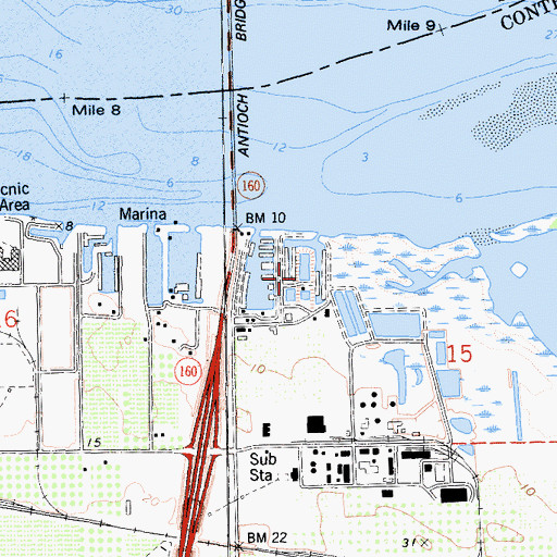 Topographic Map of Lauritzen Yacht Harbor, CA