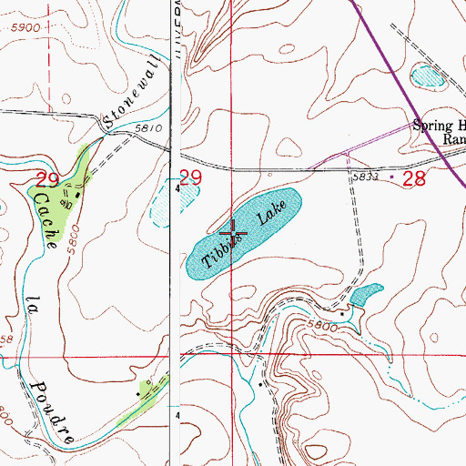 Topographic Map of Tibbits Lake, CO