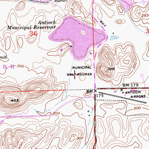 Topographic Map of Lone Tree Golf Course, CA