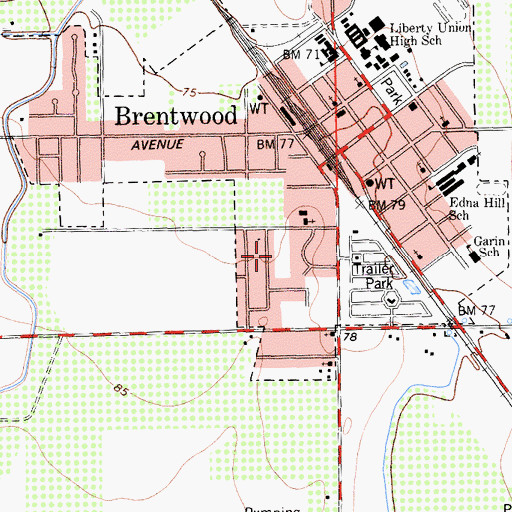 Topographic Map of McClarren Park, CA