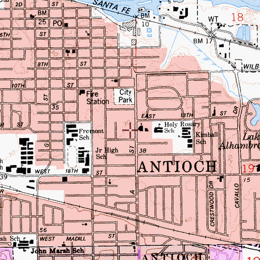 Topographic Map of Most Holy Rosary Catholic Church, CA