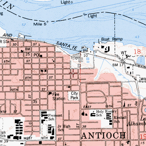 Topographic Map of New Life Baptist Church, CA
