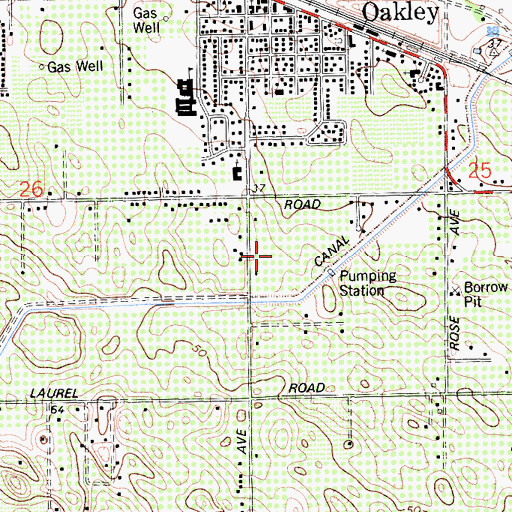 Topographic Map of O'Hara Park Middle School, CA