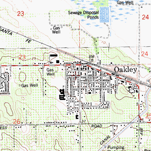 Topographic Map of Oakley Branch Contra Costa County Library, CA