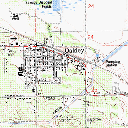 Topographic Map of Oakley Post Office, CA
