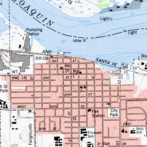 Topographic Map of Rivertown Post Office, CA