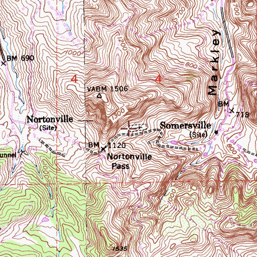 Topographic Map of Rose Hill Cemetery, CA