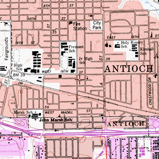 Topographic Map of Saint Johns Lutheran Church, CA