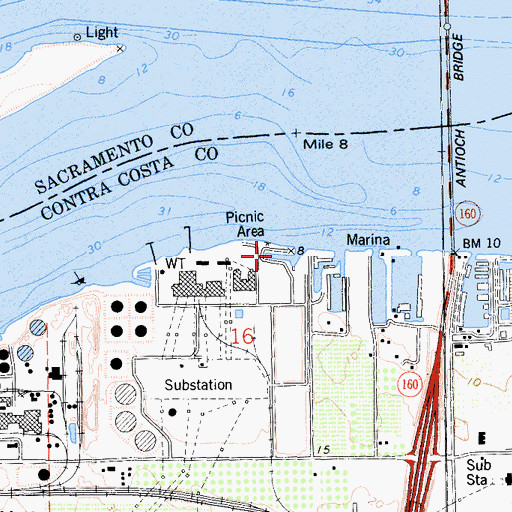 Topographic Map of San Joaquin Harbor, CA