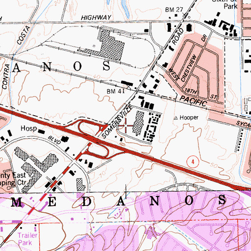 Topographic Map of Sycamore Plaza Shopping Center, CA