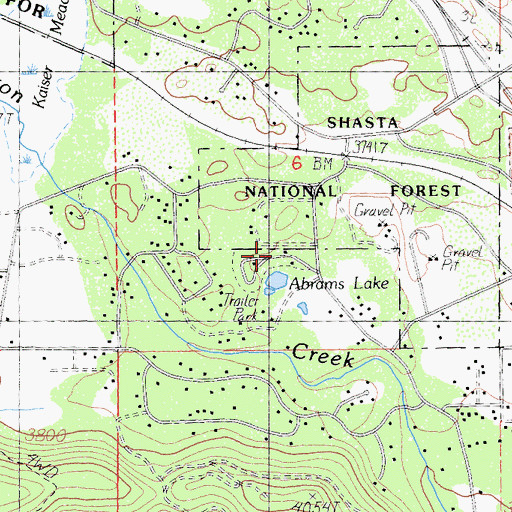 Topographic Map of Abrams Lake Mobile Estates, CA
