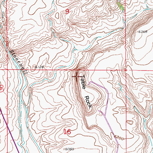 Topographic Map of Table Rock, CO
