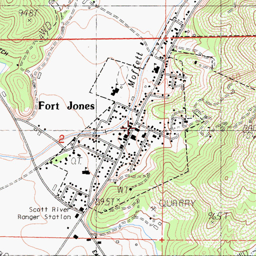 Topographic Map of Fort Jones Post Office, CA