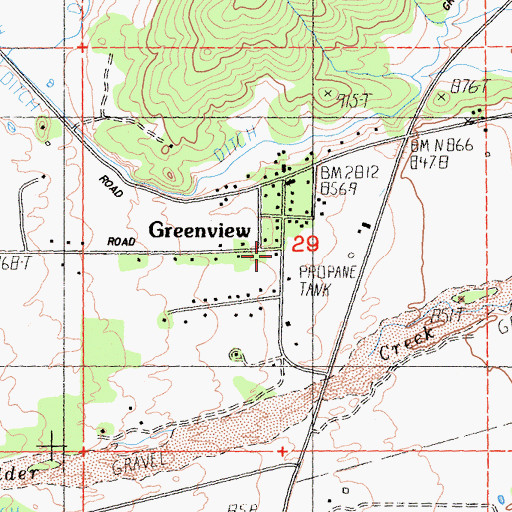 Topographic Map of Greenview Post Office, CA