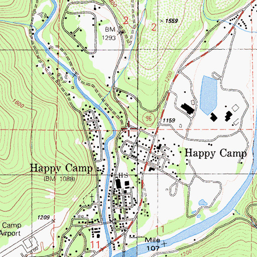 Topographic Map of Happy Camp Post Office, CA
