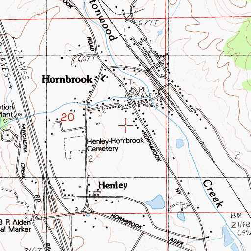 Topographic Map of Hornbrook Post Office, CA