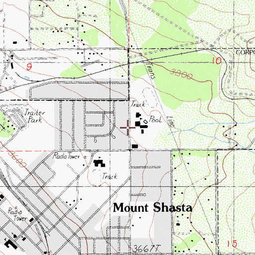 Topographic Map of Mount Shasta High School, CA