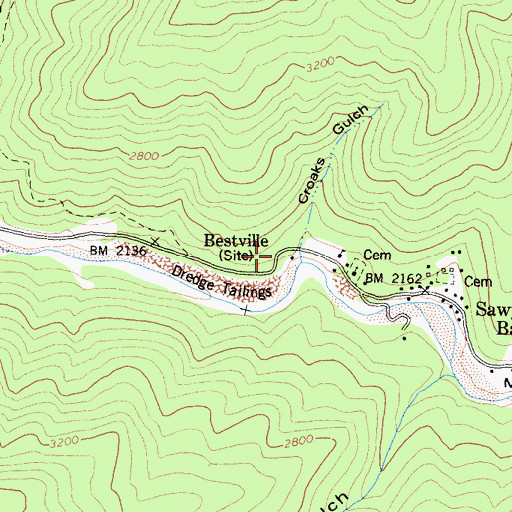 Topographic Map of Sawyers Bar Elementary School, CA