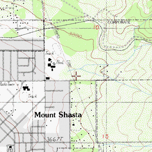 Topographic Map of Shastise Park, CA